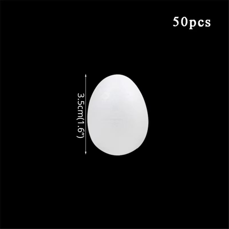 50Pcs Easter Decor White Foam Eggs Easter Party Supplies Kids Favors Gifts Toy DIY Craft Hanging Easter Decorations for Home
