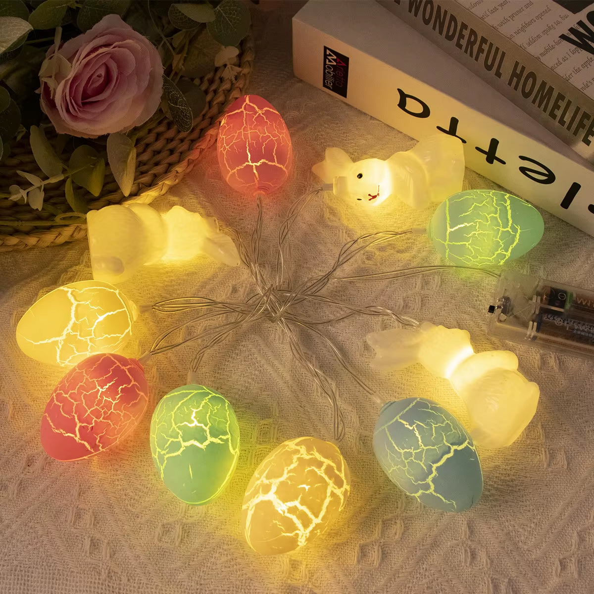 60Cm Easter LED Birch Light Tree Decorations for Home Table Easter Egg Ornament Hanging Organic Tree Happy Easter Party Supplies