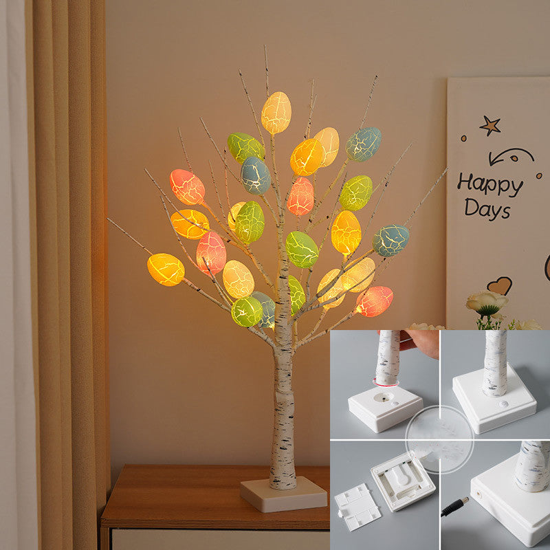 Easter Decoration 60Cm Birch Tree Home Easter Egg LED Light Gift Spring Party Tabletop Ornaments Light Easter Party Kids Gifts