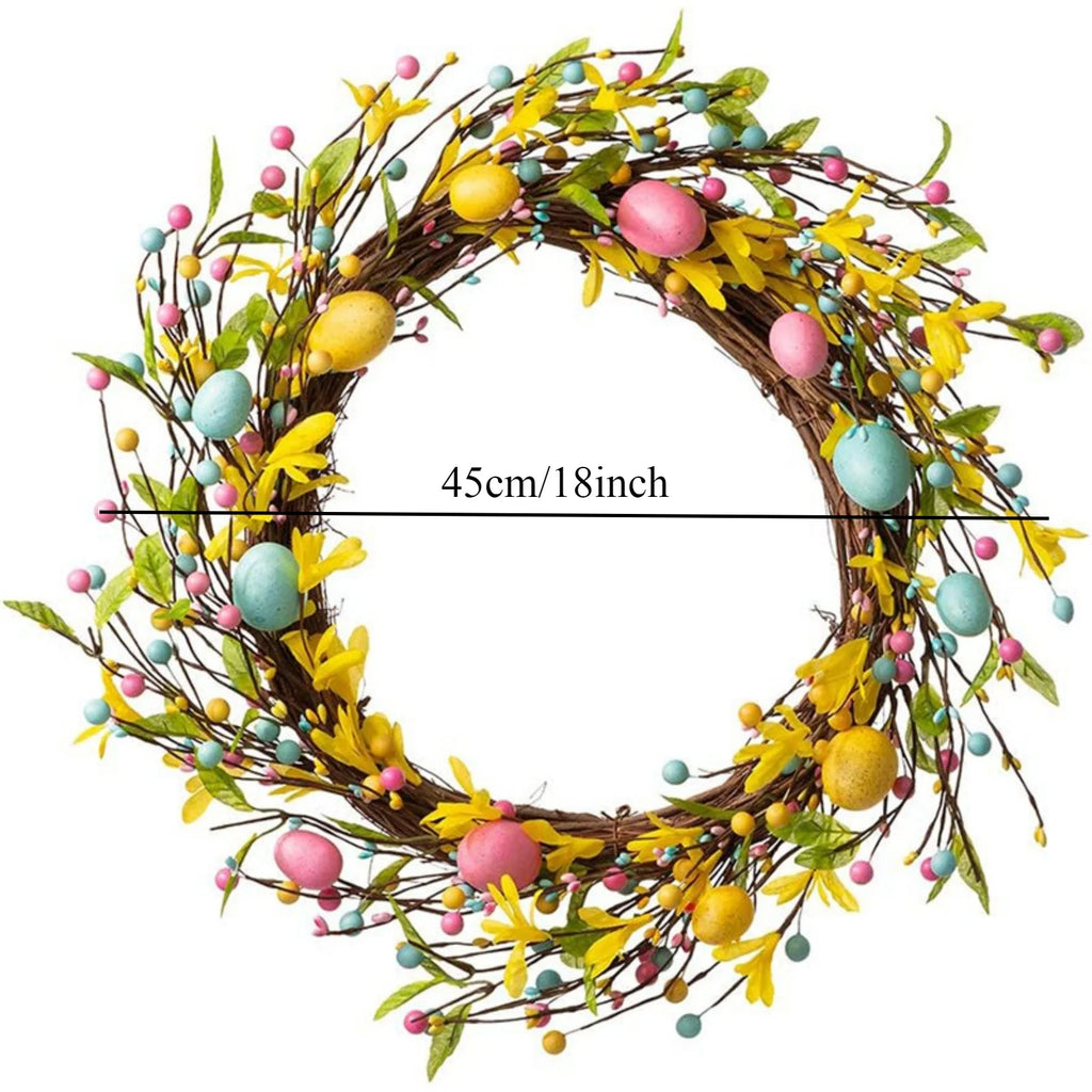 2PCS, Easter Bunny Wreath for Front Door,Easter Wreaths Artificial Easter Egg Rabbit Garland,Easter Decor,13.7X11.8Inch