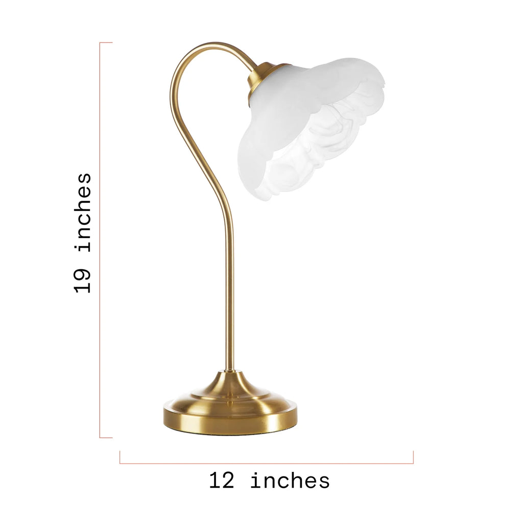 19" Gold Metal Table Lamp with Glass Petal Shade