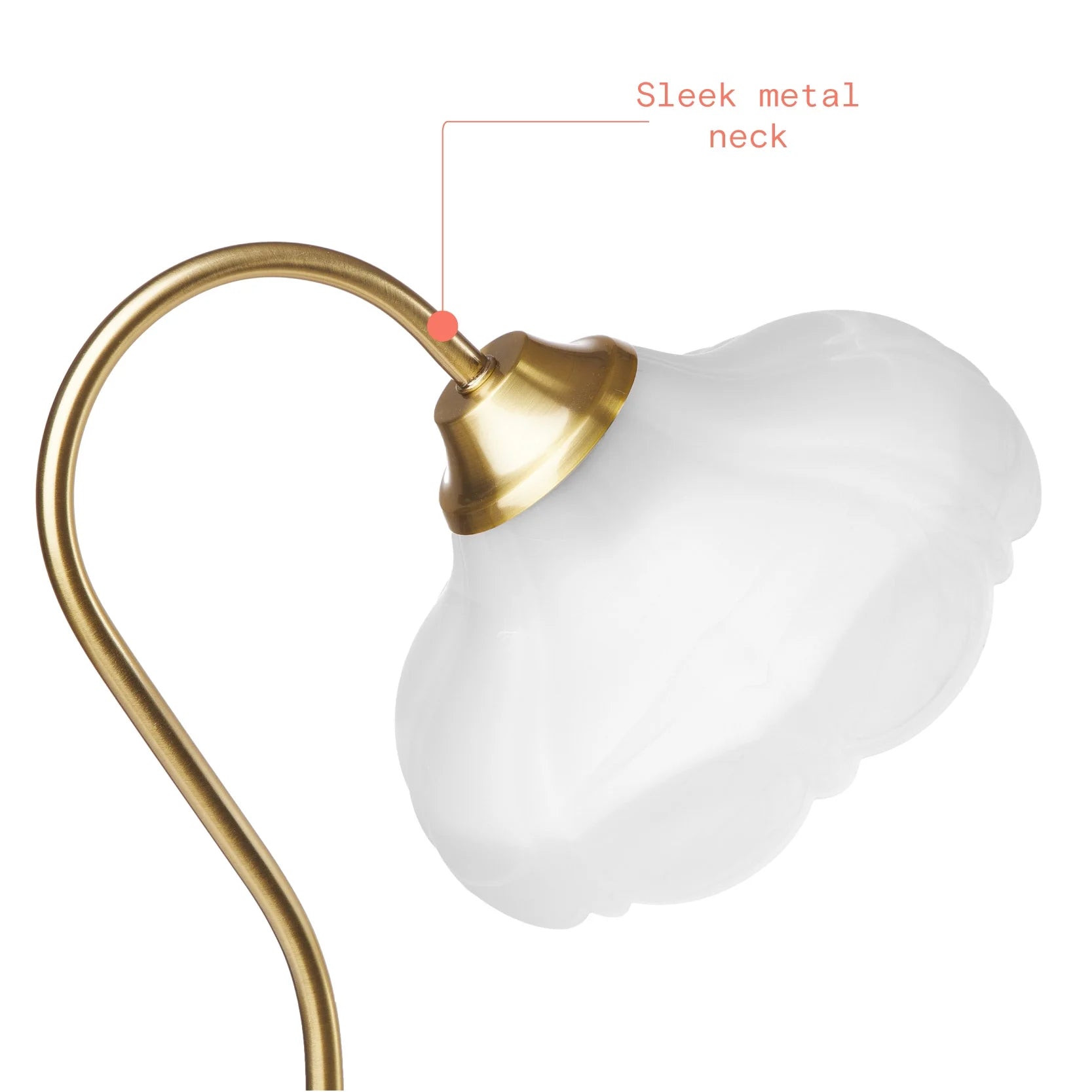 19" Gold Metal Table Lamp with Glass Petal Shade