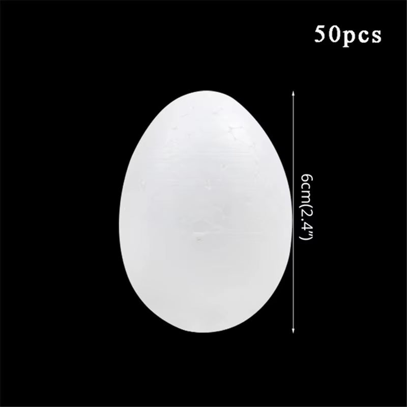 50Pcs Easter Decor White Foam Eggs Easter Party Supplies Kids Favors Gifts Toy DIY Craft Hanging Easter Decorations for Home